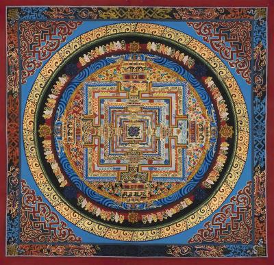 Hand-Painted Kalachakra Mandala | Tibetan Thangka Painting | Perfect For Meditation and Yoga